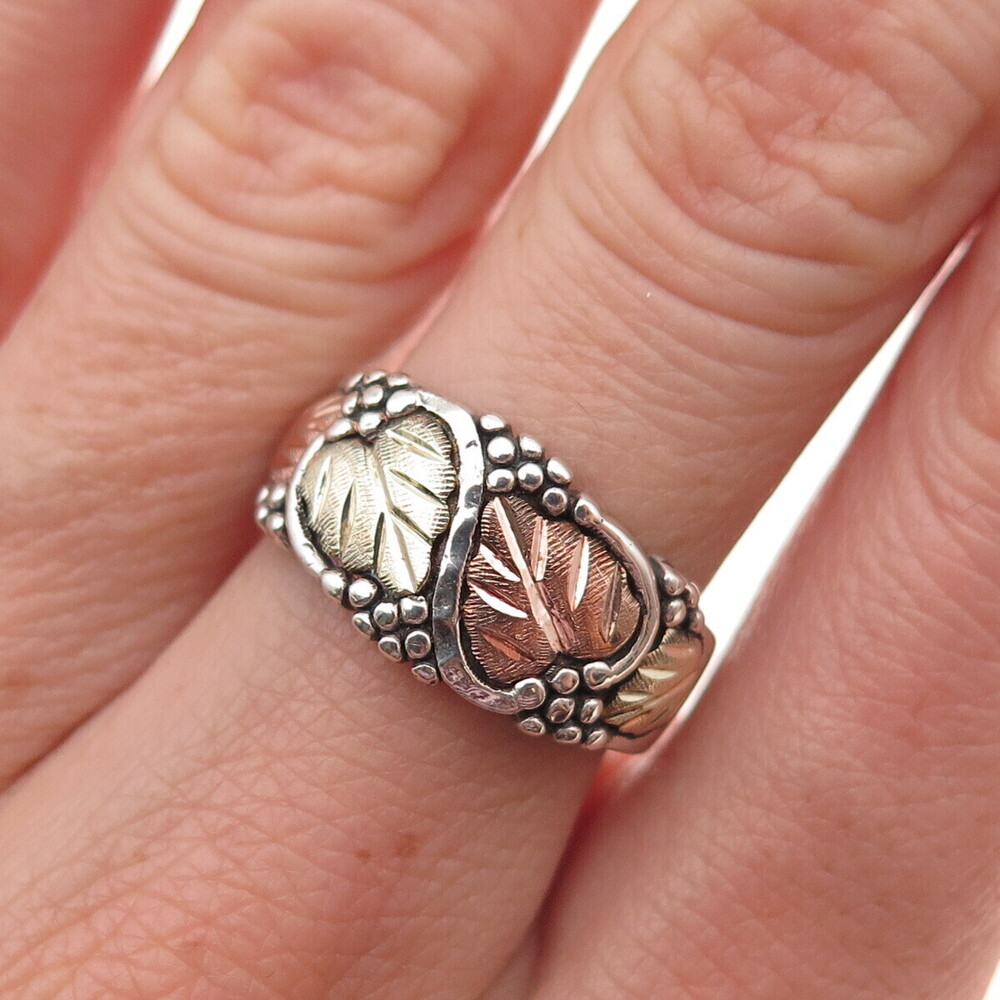 Landstorm 925 Sterling Silver 10K Multi-Gold Vintage Black Hills Ring Size 6.25